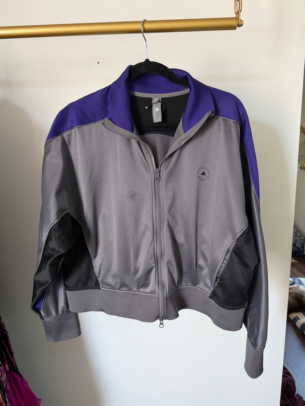 adidas Stella McCartney Gray and Purple Bomber Track Jacket